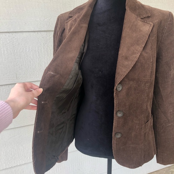 Zara Basic Chocolate Brown Corduroy Classic Blazer - Picture 6 of 16